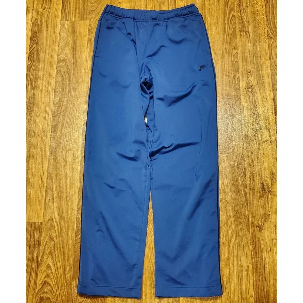 Vtg Nike Track Pants Men Medium Blue Side Stripe Ankle Zip Athletic Pockets Y2K